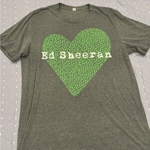 Gray T-Shirt with Green Heart Graphic